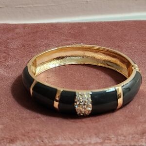 Vintage Landau Hinged Cuff Bracelet - Dark Gray